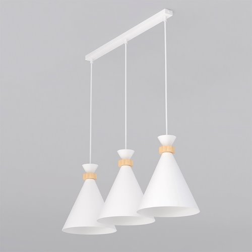 Lampa wisząca ZERO 3 WHITE nowoczesna, biała, metal, drewno