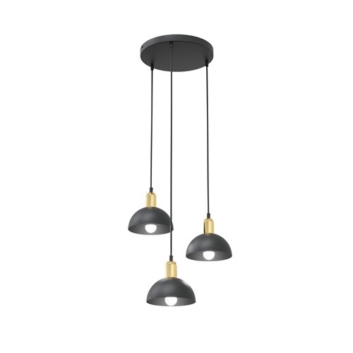 Lampa wisząca MOTO 3 PREM BL, loft, metal, czarna, złota