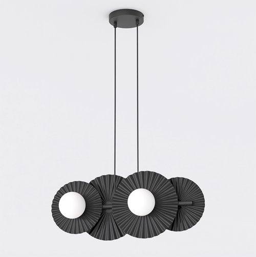 Lampa wisząca UMBRA 4 BLACK OPAL loft, czarna, metal, fala