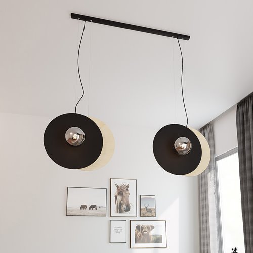 Lampa wisząca SOHO 4 BL GRAFIT designerska, drewno, klosze