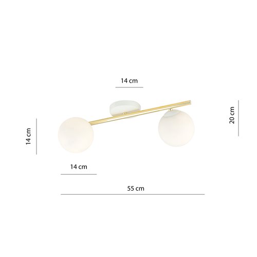 Lampa sufitowa SPLENDI 2 WH OPAL plafon klosze biała/złota