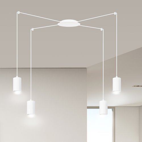Lampa wisząca TRAKER 4 WH/WHITE nowoczesna, pająk, biała