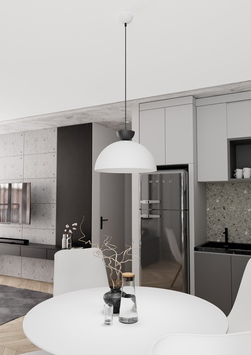 Lampa wisząca LUNARO 1L BL WHITE/BLACK loft, biała, metal