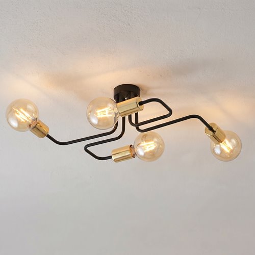 Lampa sufitowa VEKEN 4 GOLD plafon loft czarny/złoty