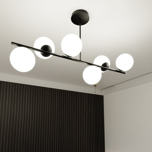 Lampa sufitowa BIOR 6 BLACK klasyczna, klosz, czarno/biała