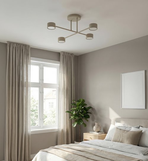 Lampa sufitowa HALO 4 MOKKA minimalistyczna, beżowa, metal