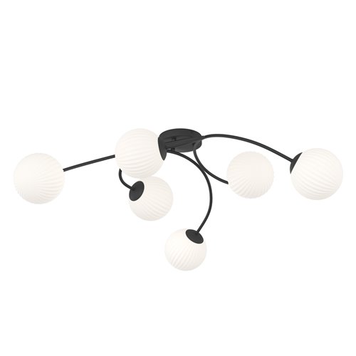 Lampa sufitowa VIBRA 6 BL OPAL, plafon, klosz, biały, czarny