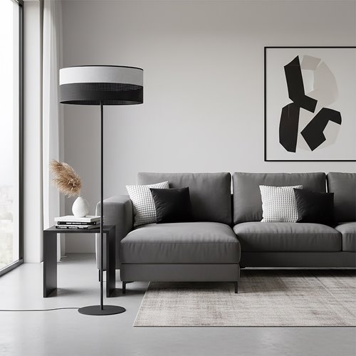 Lampa podłogowa KARBON LP1 BL GRAY klasyczna, szara, abażur