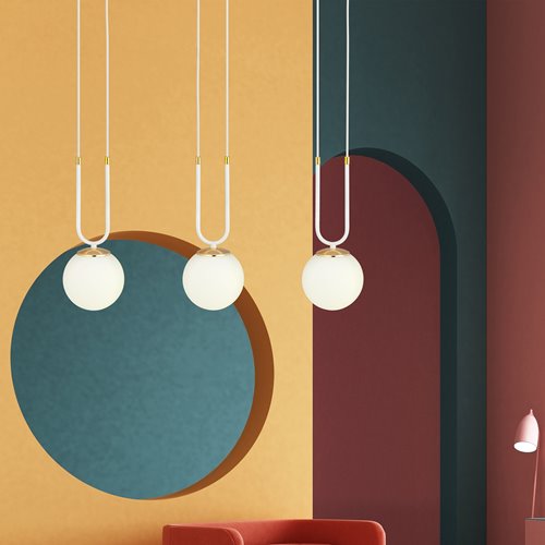 Lampa wisząca GLAM 3 WH/OPAL glamour biała/złota