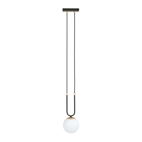 Lampa wisząca GLAM 1 BL/OPAL glamour czarna/biała/złota