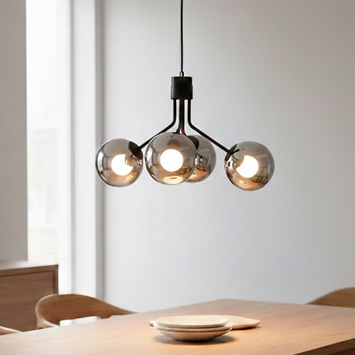 Lampa wisząca NOVA 4 BL/GRAFIT kule klosze czarna/grafit
