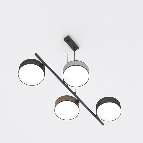 Lampa wisząca DRUMZ 4 MIX1 nowoczesna, czarna, abażury