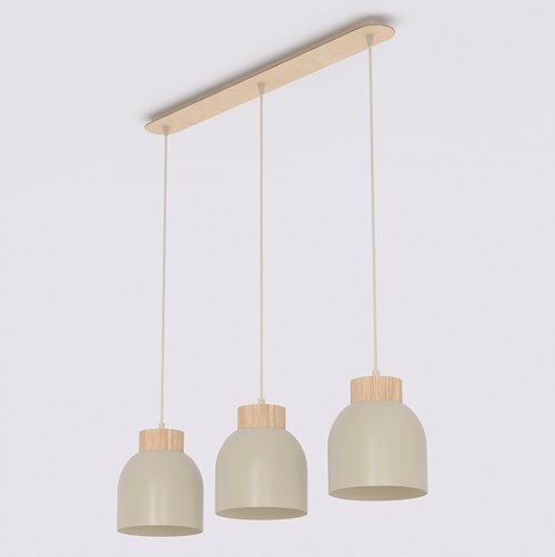 Lampa wisząca VIGO 3 MOKKA nowoczesna, beżowa, metal, drewno