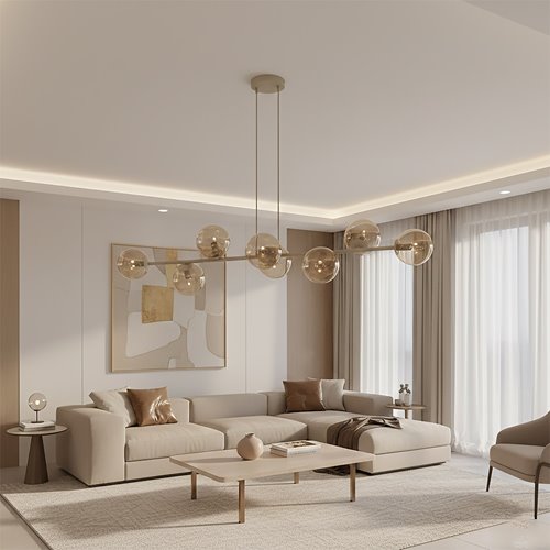 Lampa wisząca MAGNUS 8 MOKKA AMBER nowoczesna, klosz miodowa