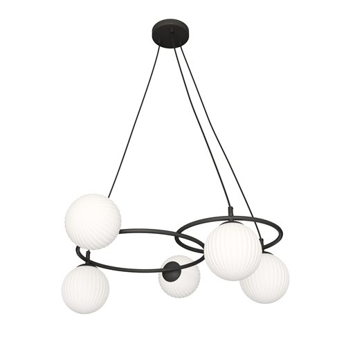 Lampa wisząca LIBRA 5 BL OPAL, design, klosz, biały, czarny