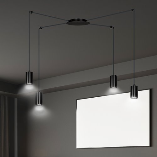 Lampa wisząca TRAKER 4 BL/BLACK nowoczesna, pająk, czarna