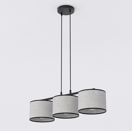 Lampa wisząca ECO 3 BL GRAY klasyczna, abażur, szara