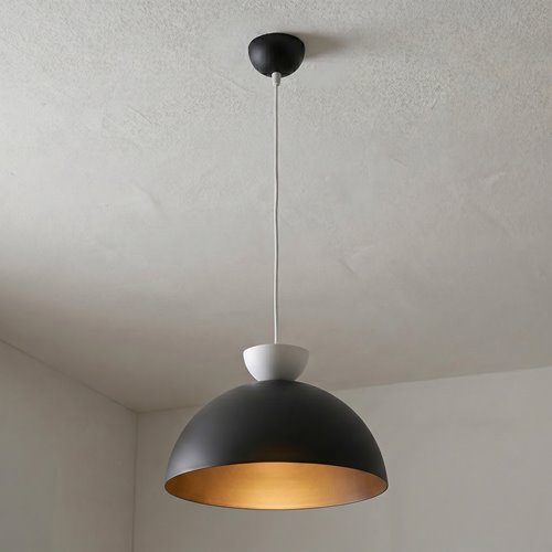 Lampa wisząca LUNARO 1L BL BLACK/WHITE loft, czarna, metal