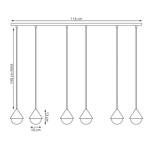 Lampa wisząca GIRO 6 PREM BLACK nowoczesna, czarna, metal