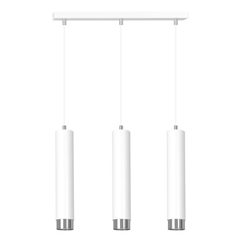 Lampa wisząca KIBO 3 WH/CHROME nowoczesna tuby biały chrom