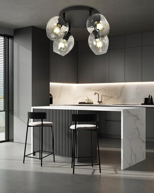 Lampa sufitowa FLOW 4 TRANSPARENT loft klosz czarna