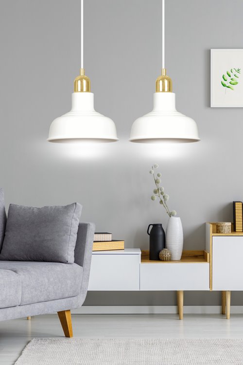 Lampa wisząca IBOR 2 WHITE wyjątkowa regulowana biało/złota