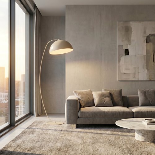 Lampa podłogowa ARCOS LP1 MOKKA nowoczesna, beżowa