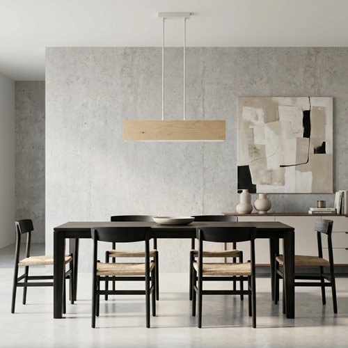 Lampa wisząca CARLO 2 WHITE skandynawska, drewno, biała