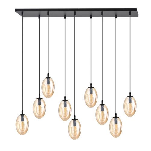 Lampa wisząca ASTRAL 9 BL MIODOWY klosze czarny/bursztyn