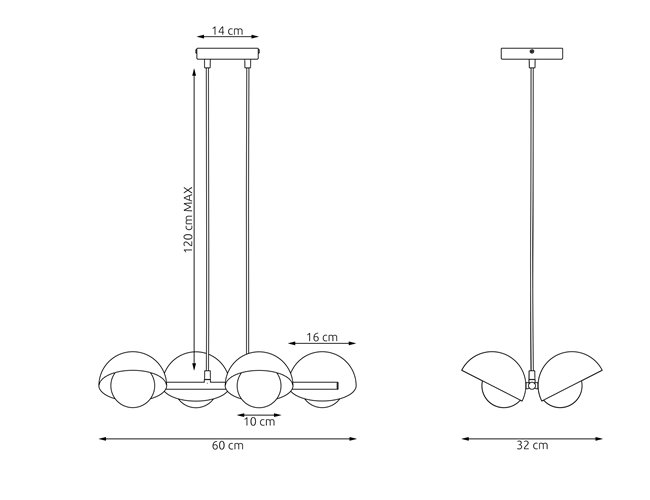 Lampa wisząca BOOM 4 BLACK nowoczesna, czarna, metal