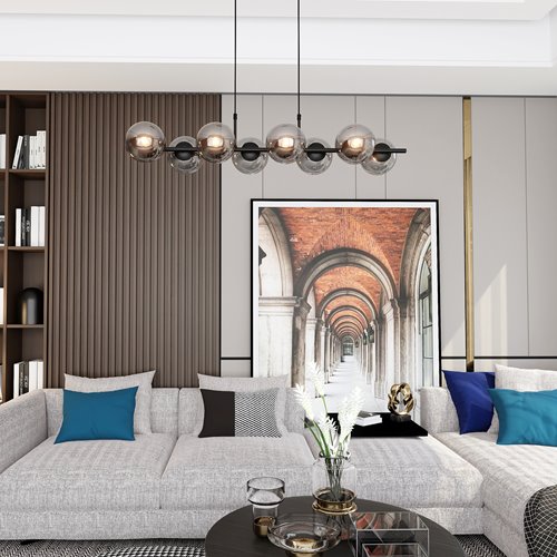 Lampa wisząca RORY 8 BLACK/GRAFIT loft, czarna, klosz