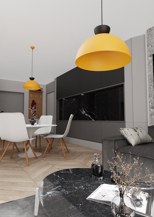 Lampa wisząca LUNARO 1L BL ORANGE loft, pomarańczowa, metal