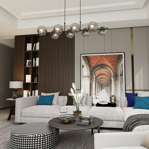 Lampa wisząca RORY 8 BLACK/GRAFIT loft, czarna, klosz