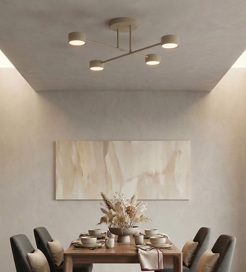 Lampa sufitowa HALO 4 MOKKA minimalistyczna, beżowa, metal