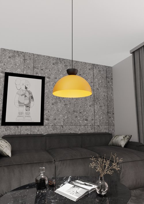 Lampa wisząca LUNARO 1L BL ORANGE loft, pomarańczowa, metal