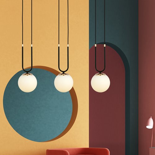 Lampa wisząca GLAM 3 BL/OPAL glamour czarna/biała/złota