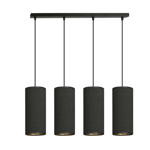 Lampa wisząca BENTE 4 BL BLACK abażur welur czarny