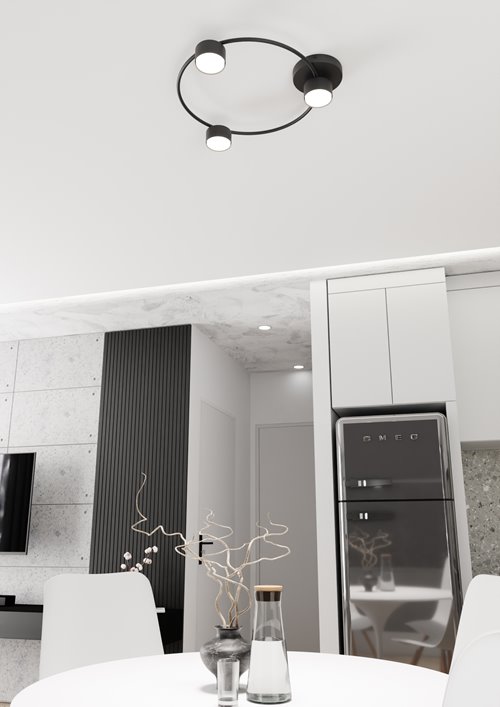 Lampa sufitowa LUCIO 3 BL BLACK plafon, czarna, metal, loft