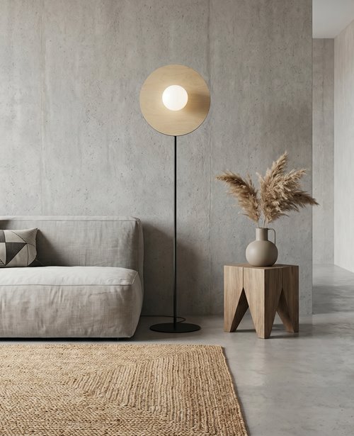 Lampa podłogowa SOHO LP1 OPAL nowoczesna, drewno, klosze