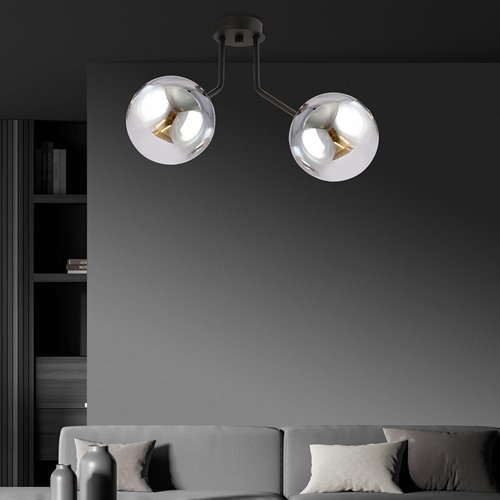 Lampa sufitowa NOVA 2 BL/GRAFIT kule klosze czarna/grafit