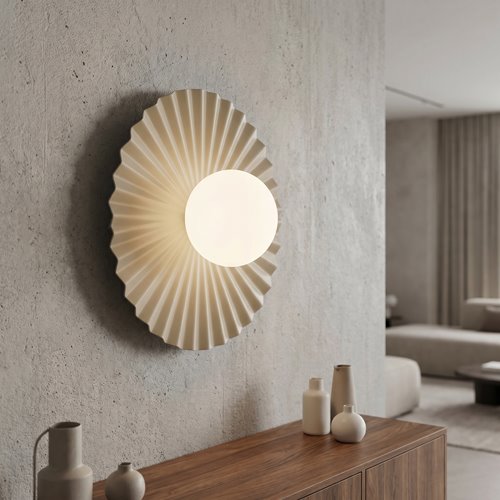 Kinkiet UMBRA M K1 MOKKA OPAL nowoczesny, beżowy, metal fala