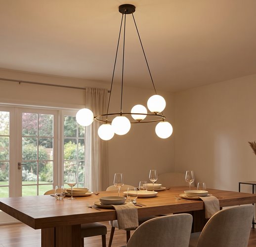 Lampa wisząca AZURA 6 BL OPAL wyjątkowa, nowoczesna, klosze
