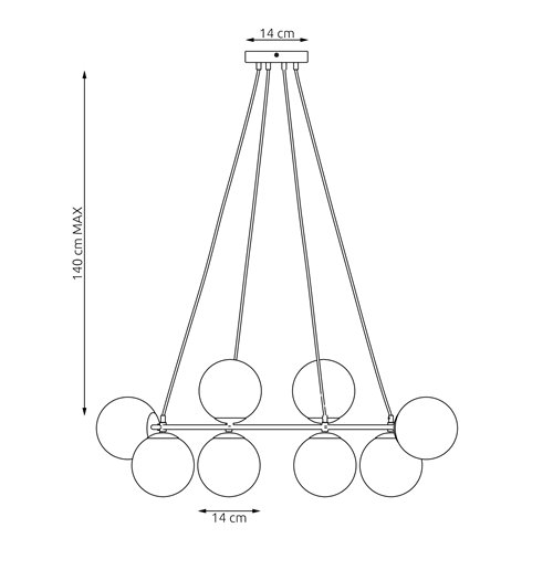 Lampa wisząca AZURA 8 MOKKA OPAL nowoczesna, klosze, beżowa