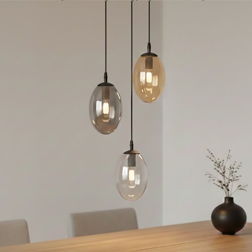 Lampa wisząca ASTRAL 3 BL PREMIUM MIX klosze multikolor