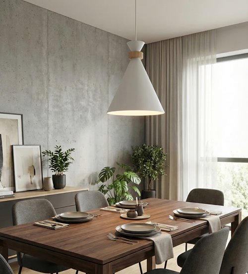 Lampa wisząca ZERO 1 WHITE nowoczesna, biała, metal, drewno