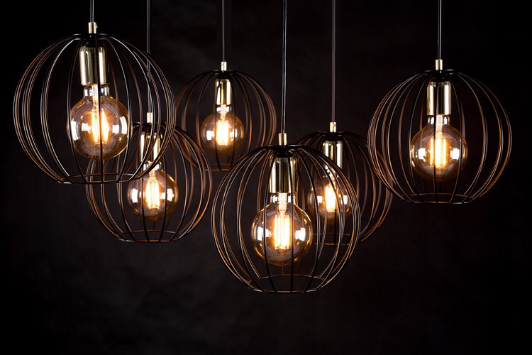 Lampa wisząca ALBIO 3 BLACK nowoczesna, loft, czarno/złota