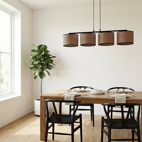Lampa wisząca ECO 4 BL BROWN klasyczna, abażur, brązowa