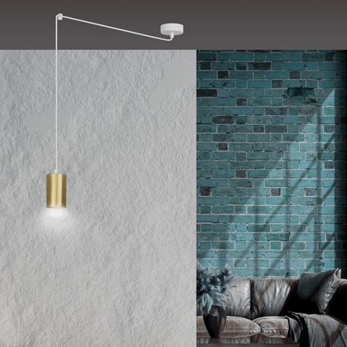 Lampa wisząca TRAKER 1 WH/GOLD nowoczesna pająk biało/złota