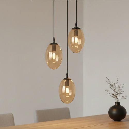 Lampa wisząca ASTRAL 3 BL PREMIUM MIODOWY klosze DESIGN