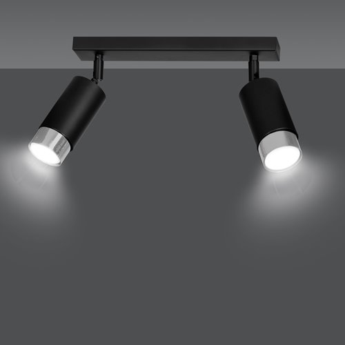 Lampa sufitowa HIRO 2 BL/CHROME tuby, metal, czarny/chrom
